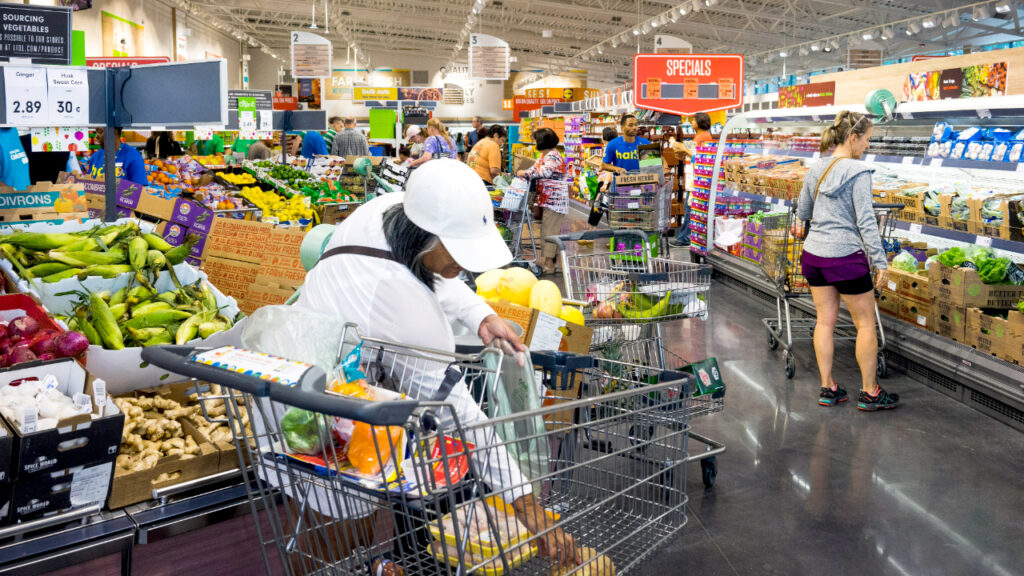 Lidl grocery store shoppers inside