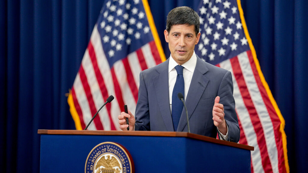 Kevin Warsh, chairman of the US Federal Reserve, during a news conference following a Federal Open Market Committee (FOMC) meeting in Washington, DC, US